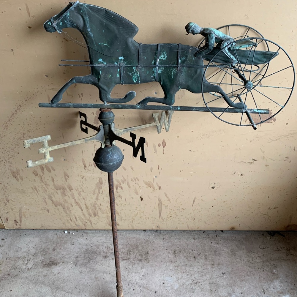 Authentic copper Sulky Rider Weather Vane - Picture 4 of 14